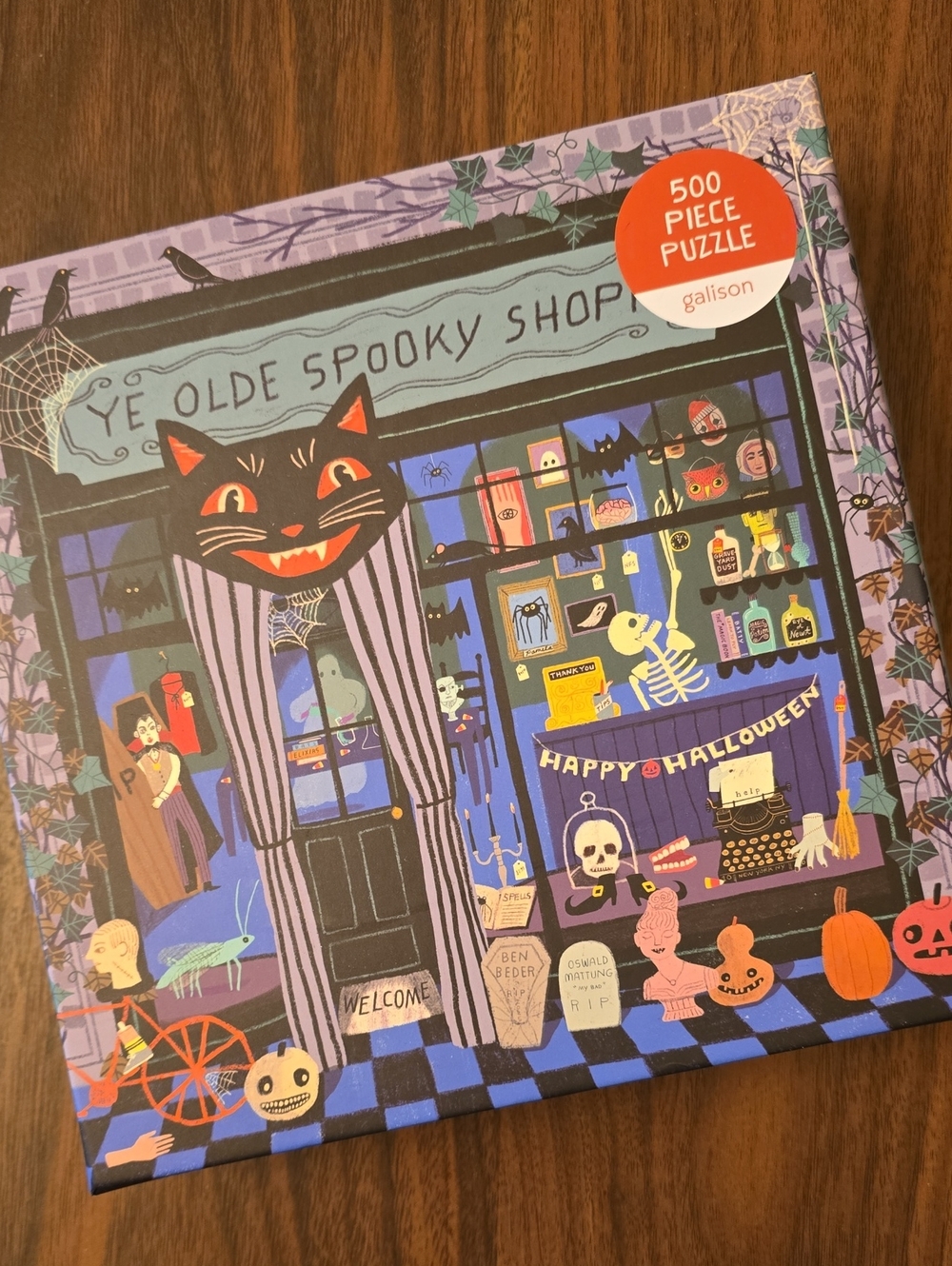 Galison Ye Olde Spooky Shop 500-Piece Puzzle - Purple Halloween Illustration